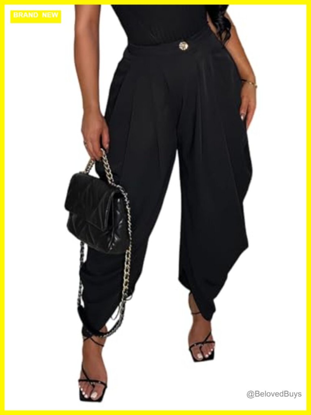 Women's High Rise Wide Leg Pleated Palazzo Trousers Baggy Harem Pants